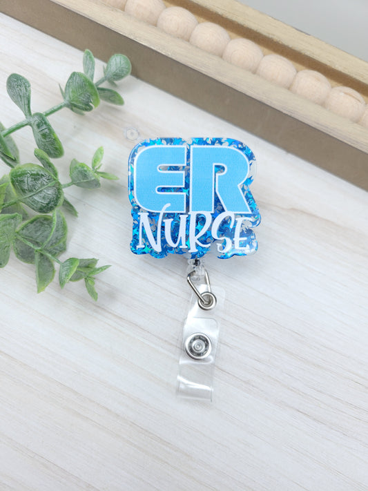 Glitter ER Nurse Badge Reel
