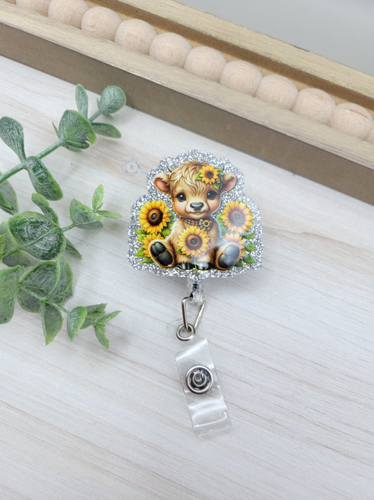 Sunflower Cow Badge Reel
