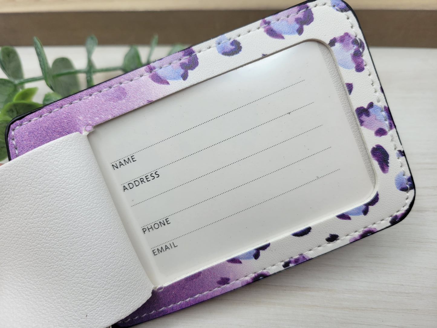 Purple Ombre Leopard Luggage Tag