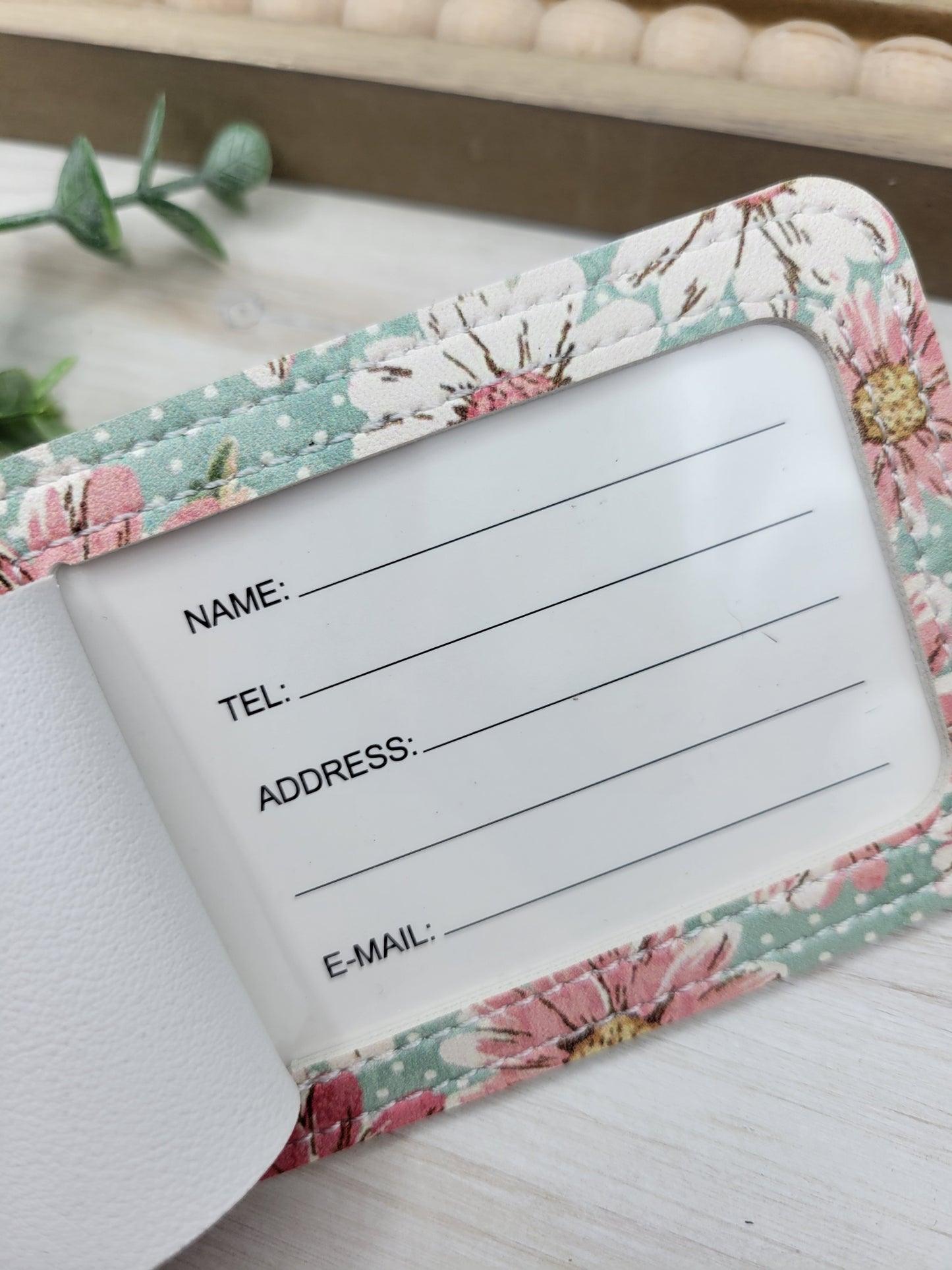 Pink & Auqa Floral Luggage Tag