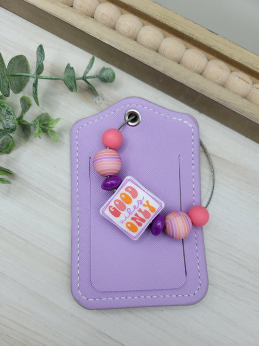 Purple Good Vibes Only Luggage Tag