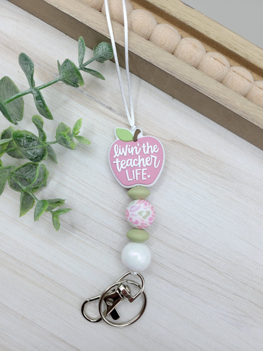 Light Pink Teacher Life Lanyard