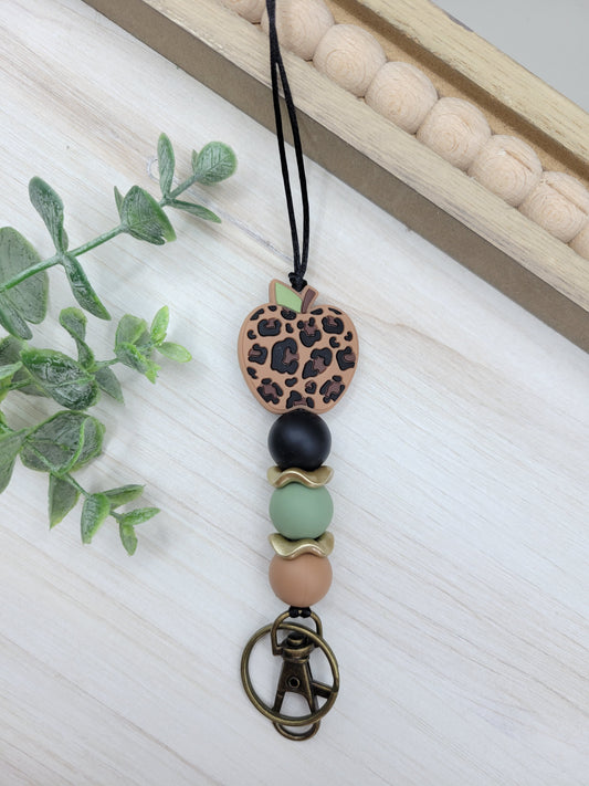 Tan Leopard Apple Lanyard
