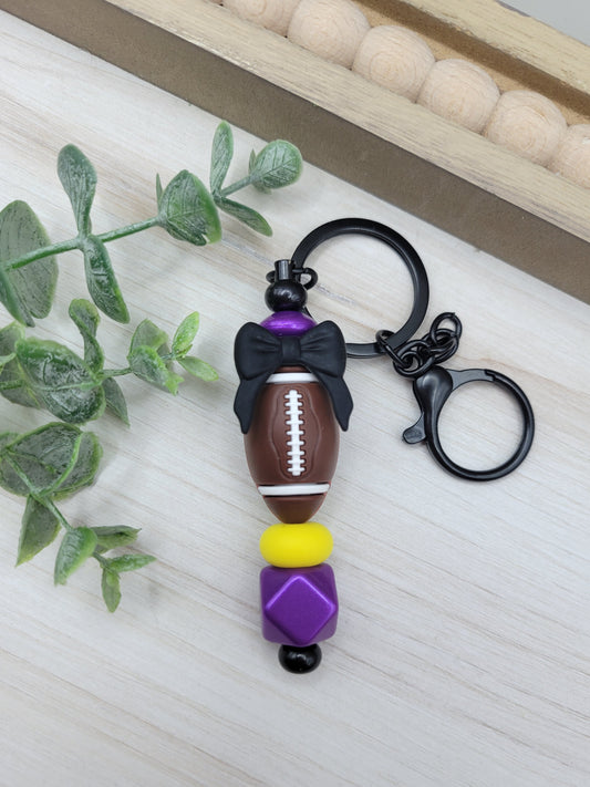 MN Football w/ Black Bow Barbell Keychain