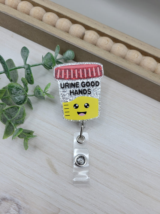 Urine Good Hands Badge Reel