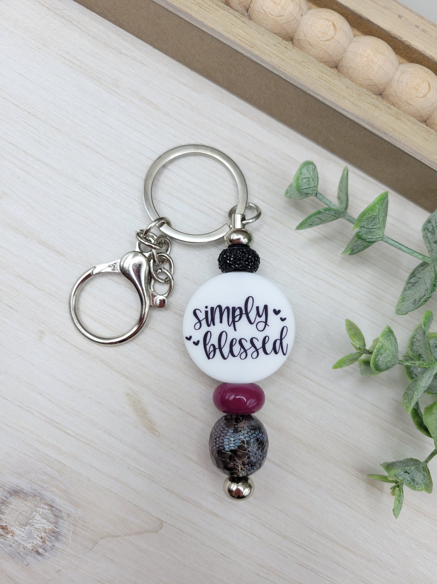 Simply Blessed Barbell Keychain
