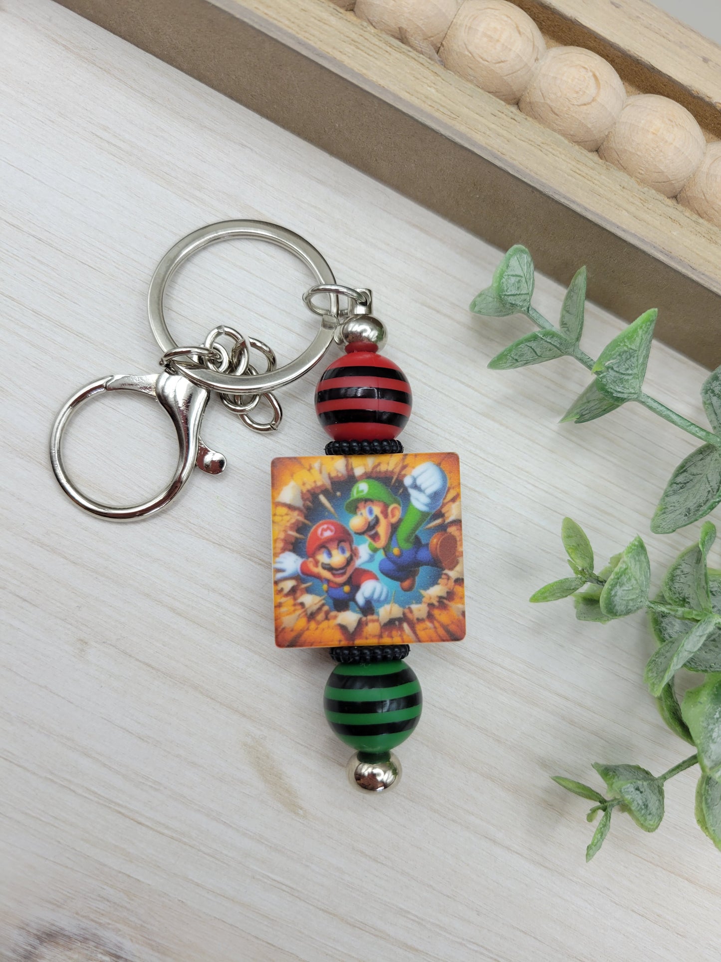 Mario & Bro Barbell Keychain