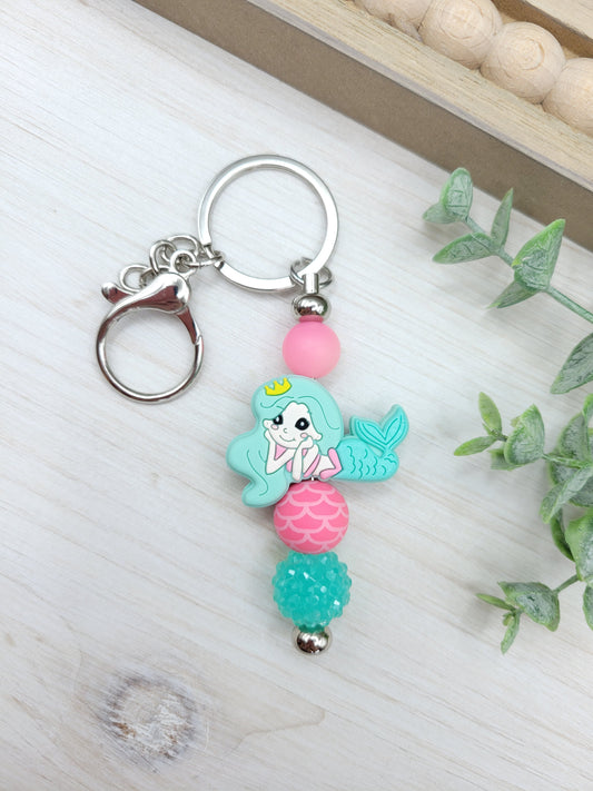 Teal Mermaid Barbell Keychain