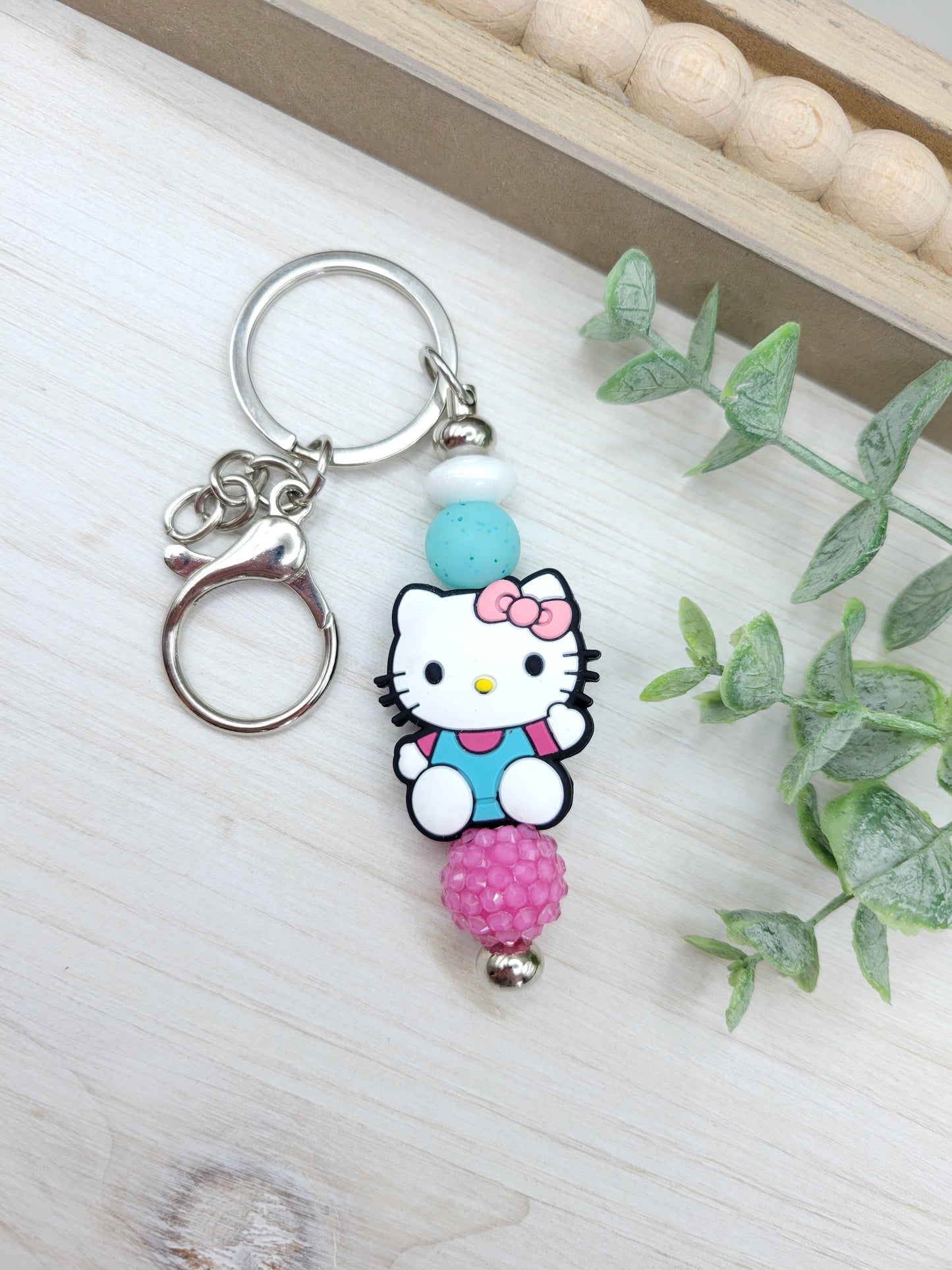 Pink/Blue Hello Kitty Barbell Keychain