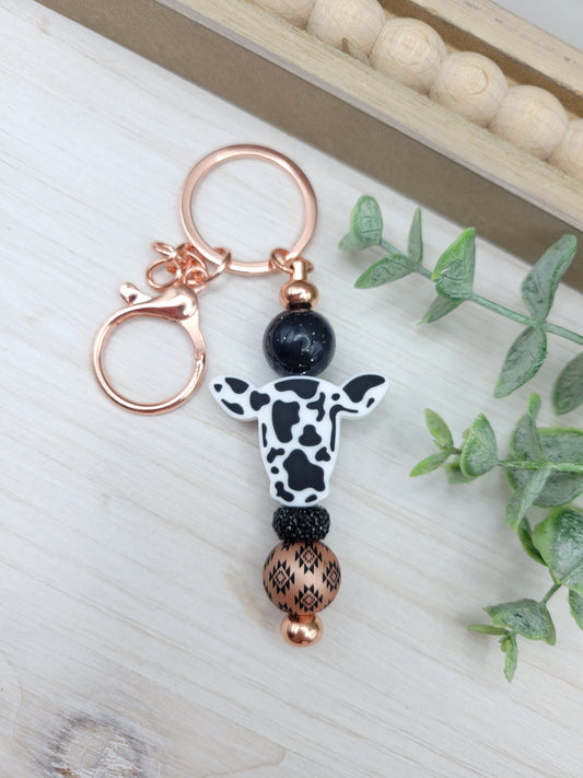 Copper Cow Barbell Keychain