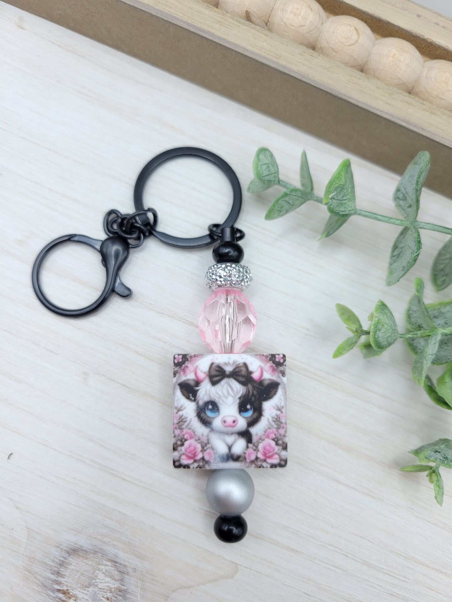 Little Miss Moo Barbell Keychain