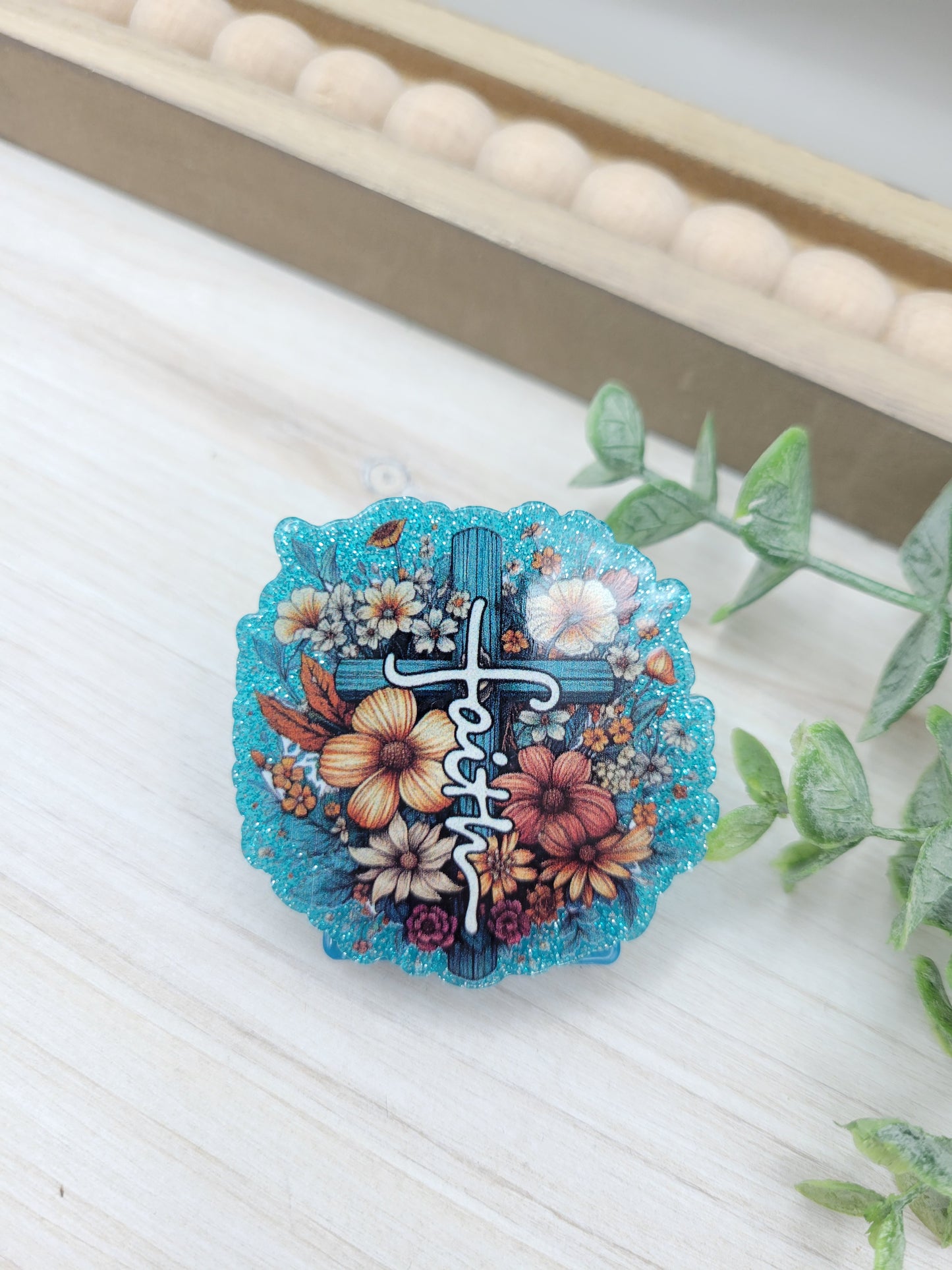 Teal Faith Cross Magnetic Clip