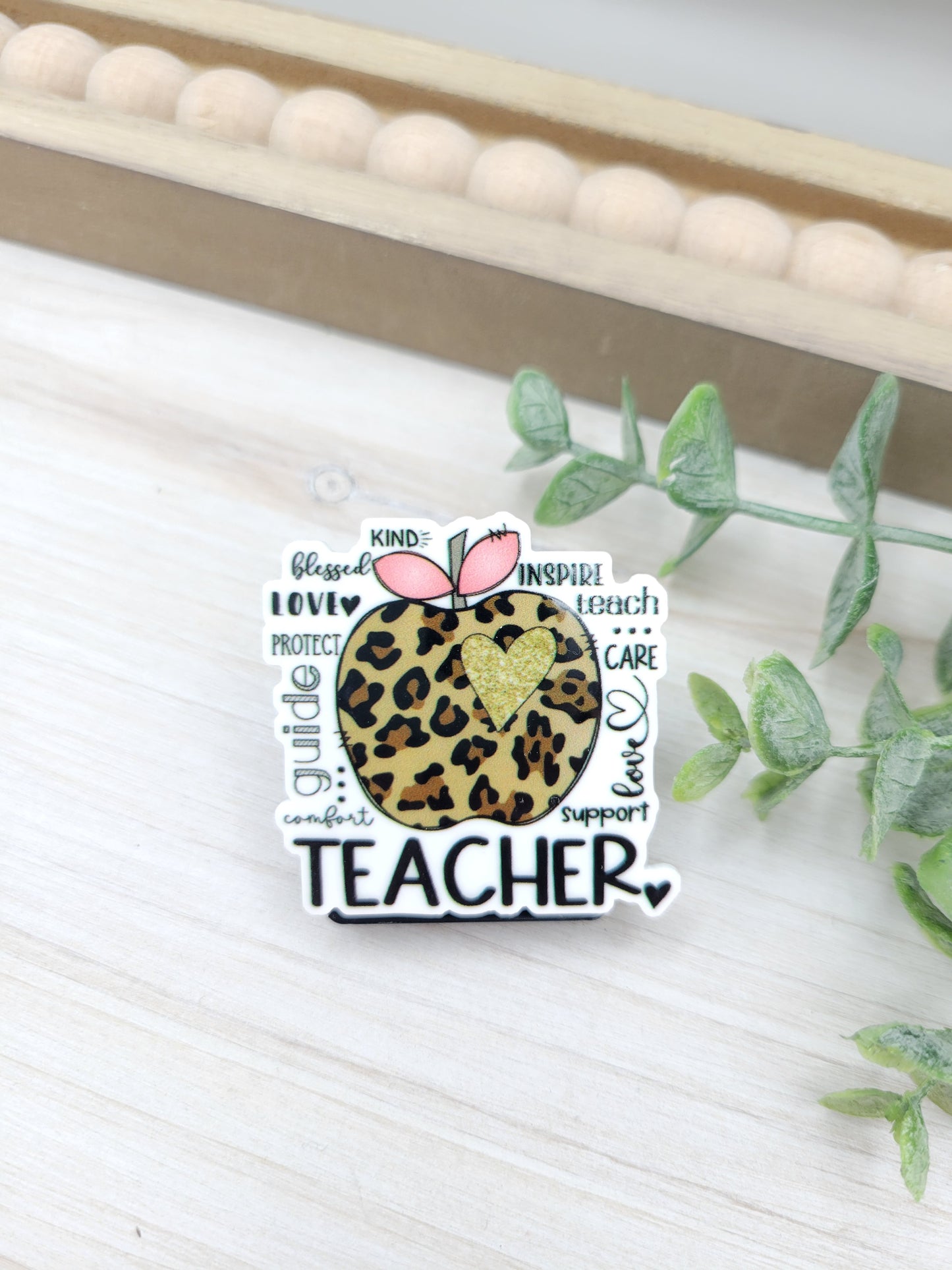 Teacher Leopard Apple Magnetic Clip