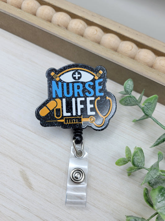 Black Nurse Life Badge Reel