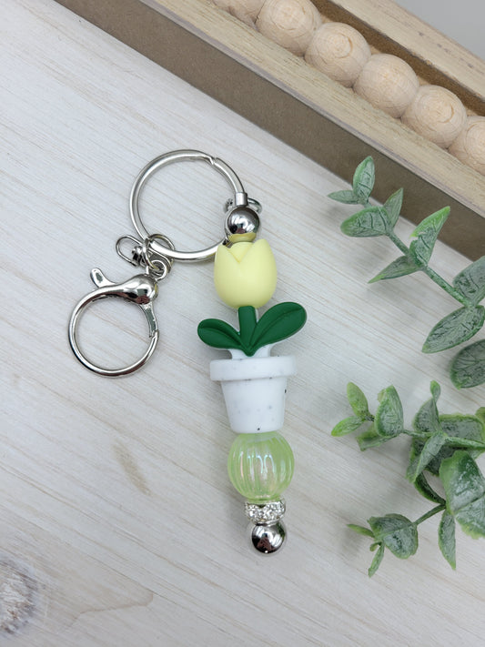 Yellow Tulip Barbell Keychain