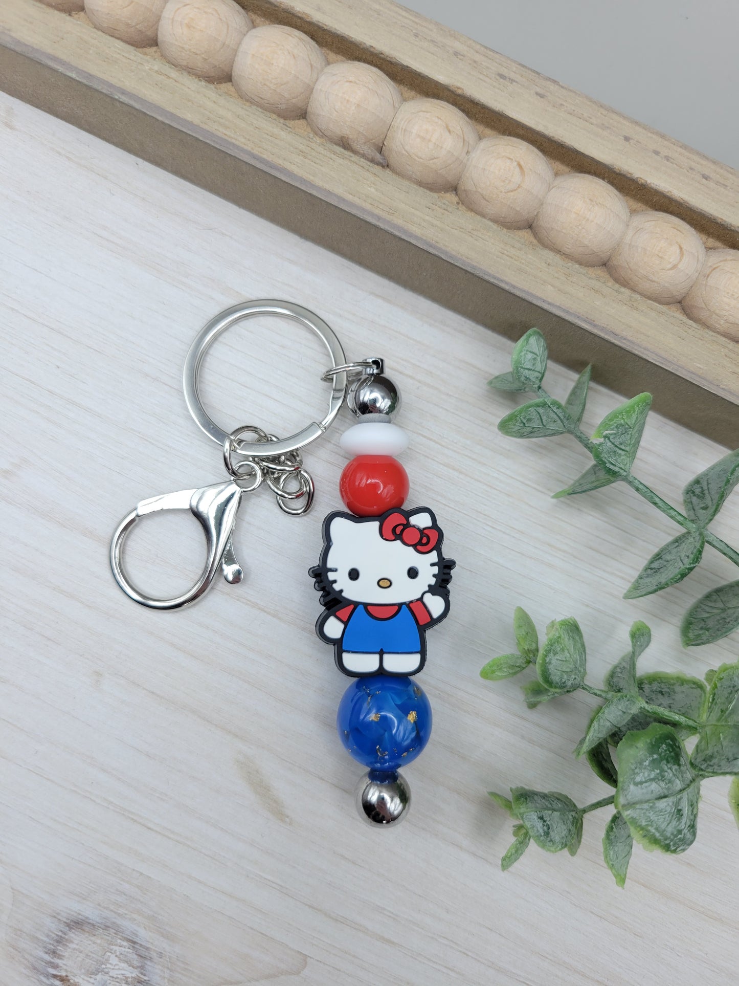 Red/Blue Hello Kitty Barbell Keychain