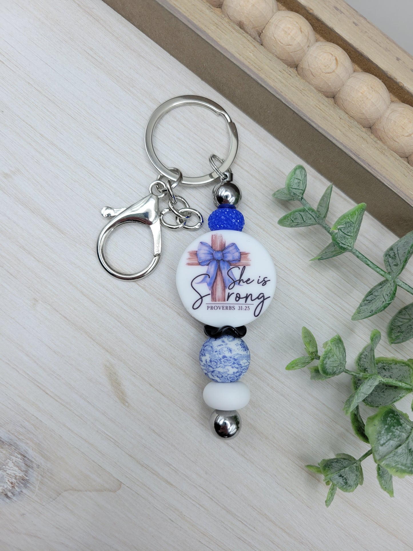 She is Strong Barbell Keychain