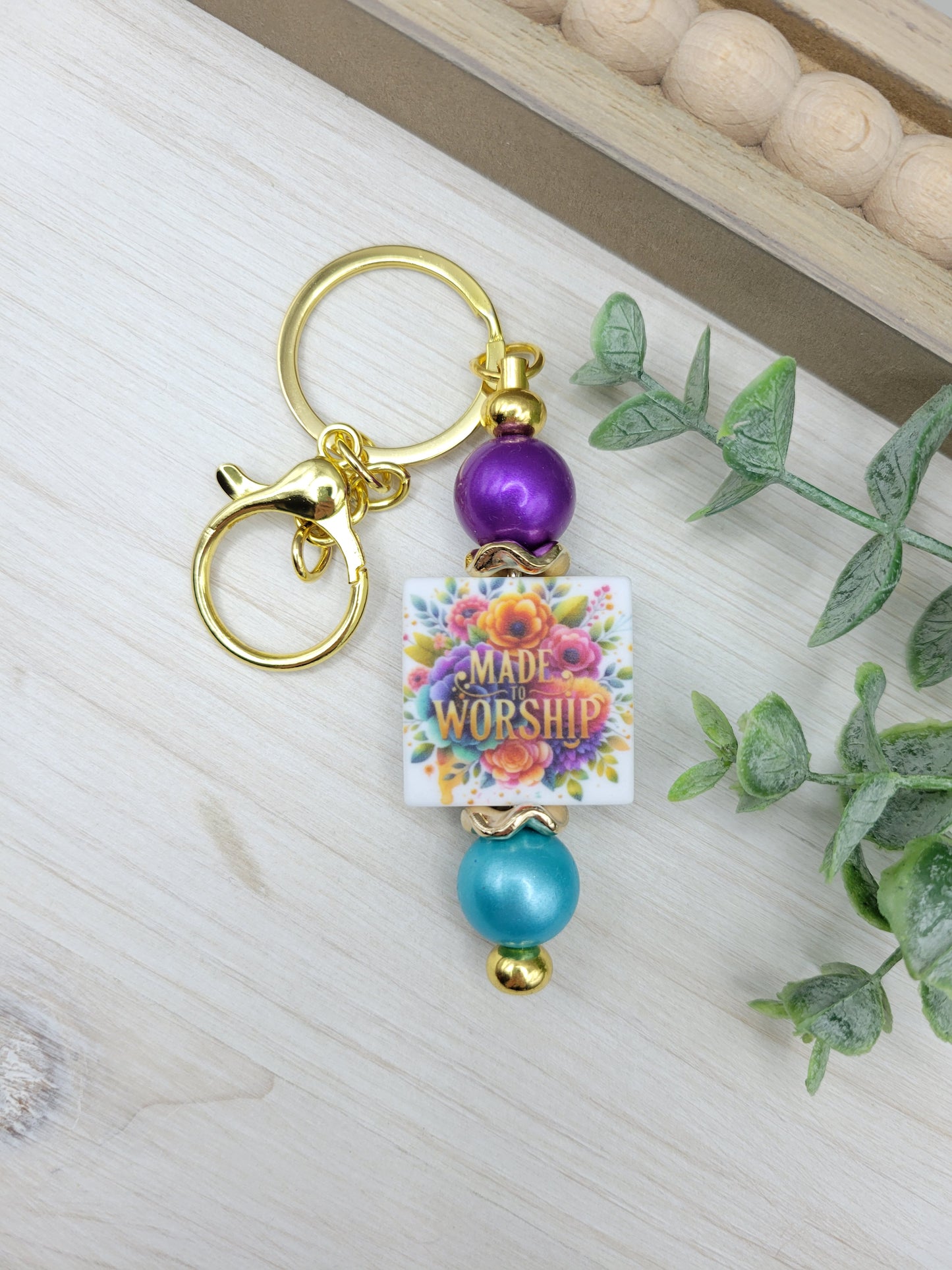 Made to Worship Barbell Keychain