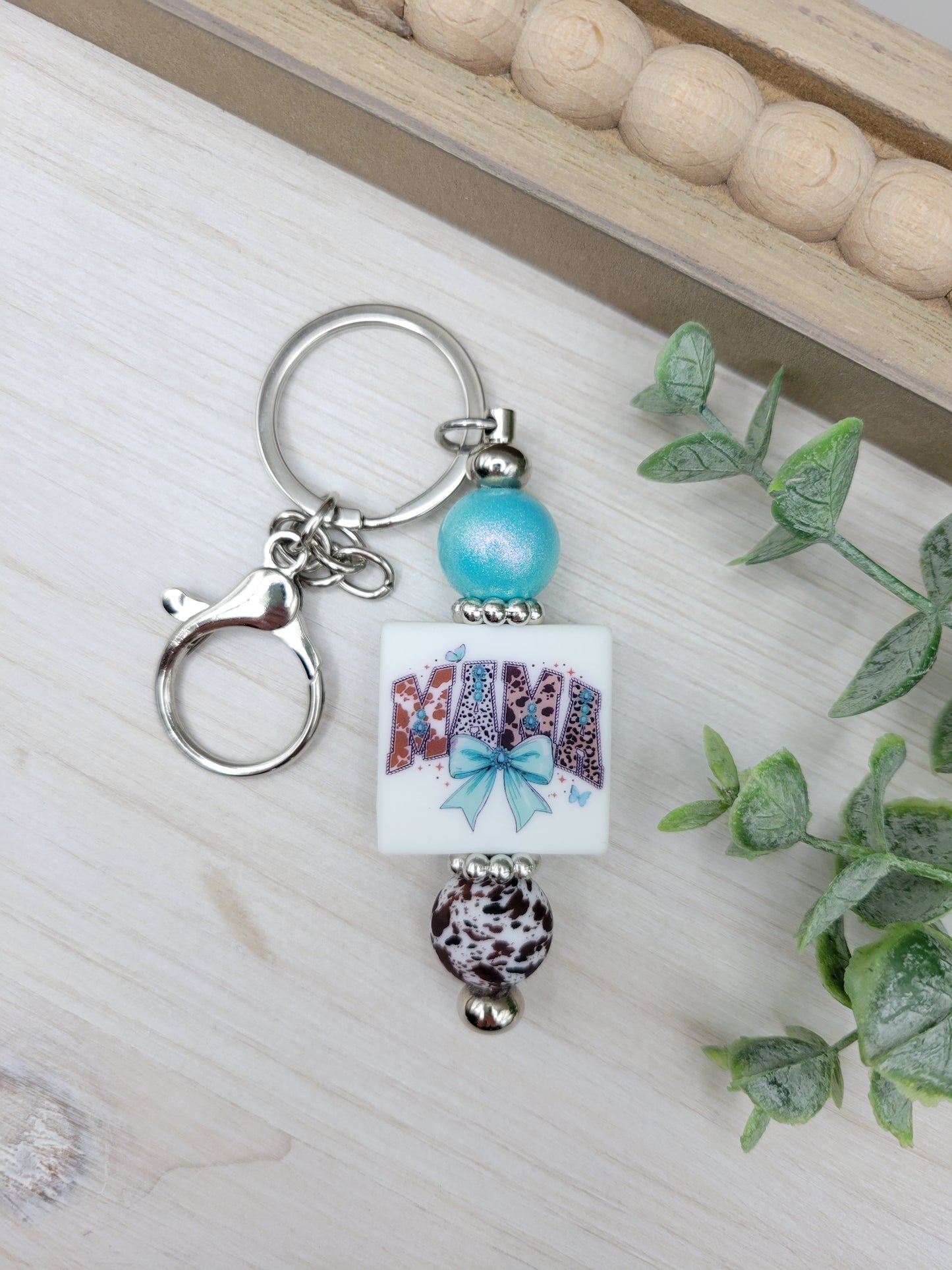 Western Mama Barbell Keychain