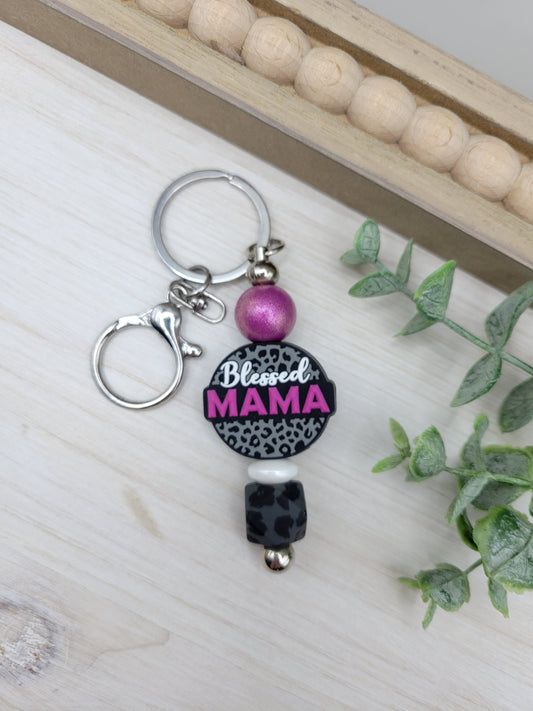 Blessed Mama Barbell Keychain