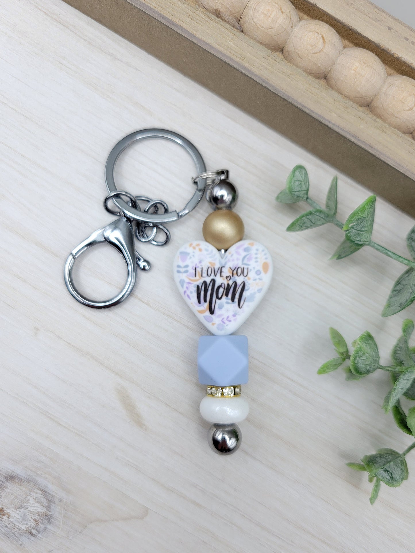 I Love You Mom Barbell Keychain