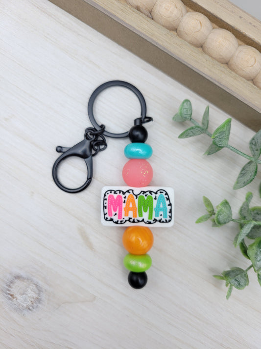 Neon Mama Barbell Keychain