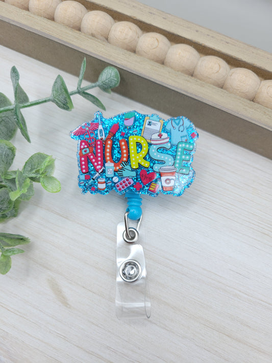 Teal Nurse Badge Reel
