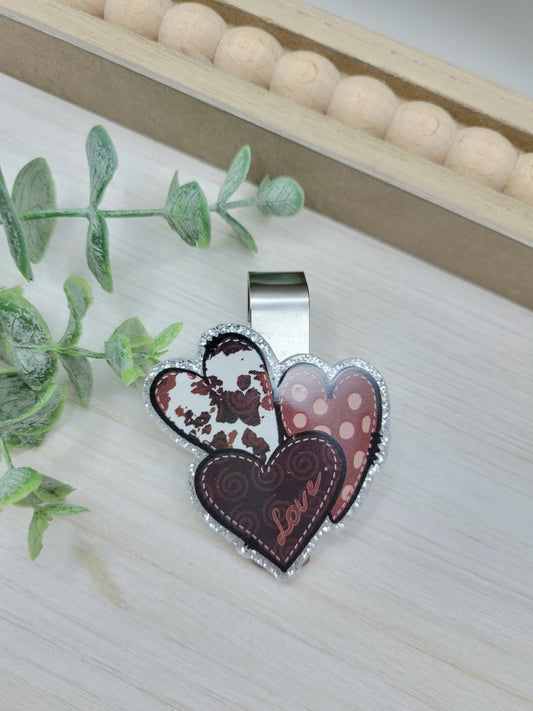 Country Hearts Car Sun Visor Clip