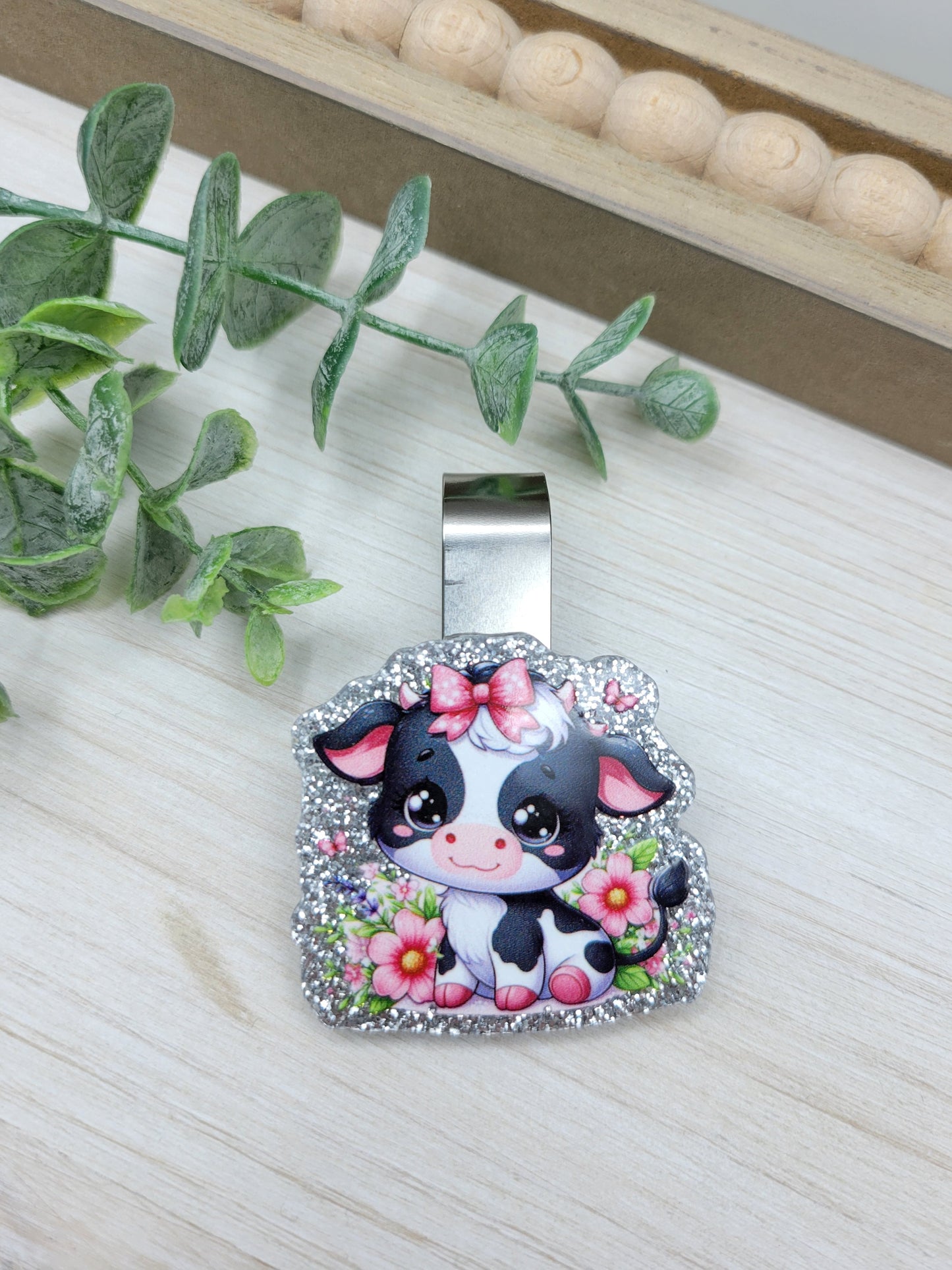 Cute Dairy Cow Car Sun Visor Clip