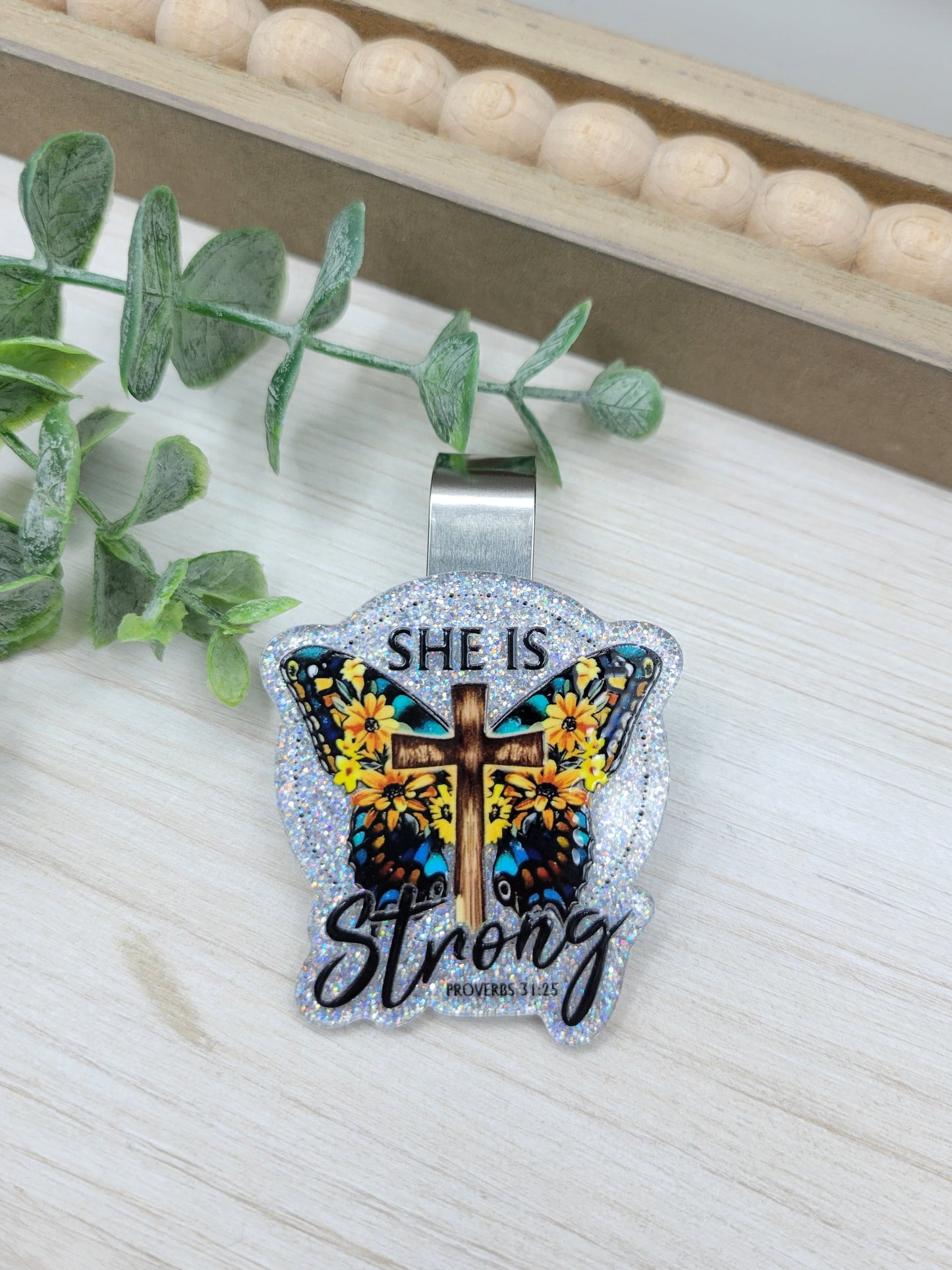 She is Strong Car Sun Visor Clip