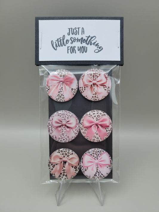 Pink Bows with Leopard Magnets