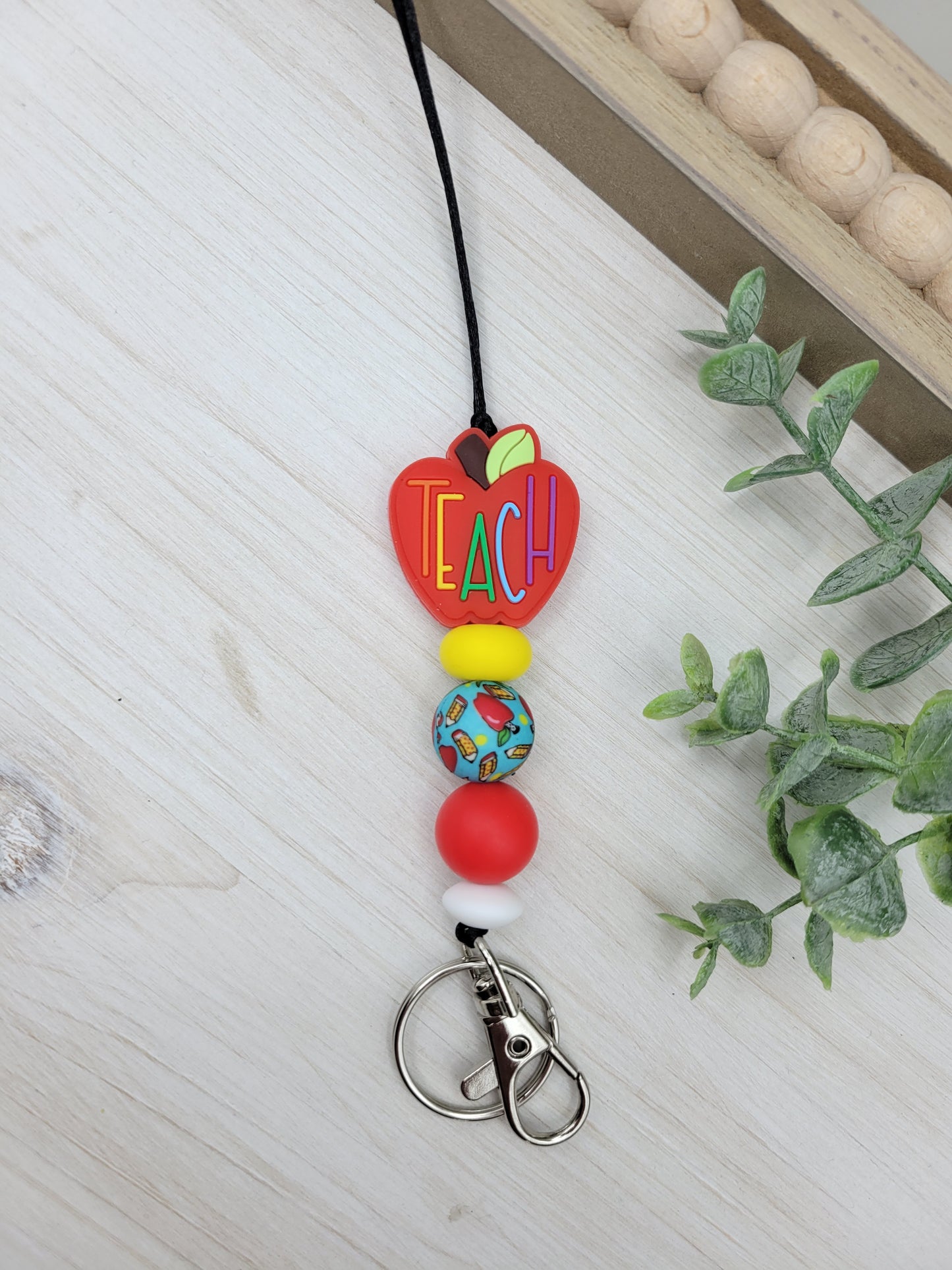 Red TEACH Apple Lanyard