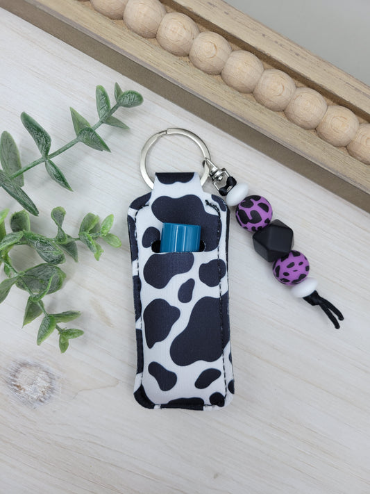 Black Cow Print Chapstick Holder