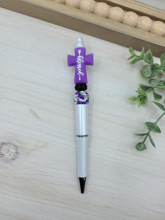 Purple Blessed Cross Pen