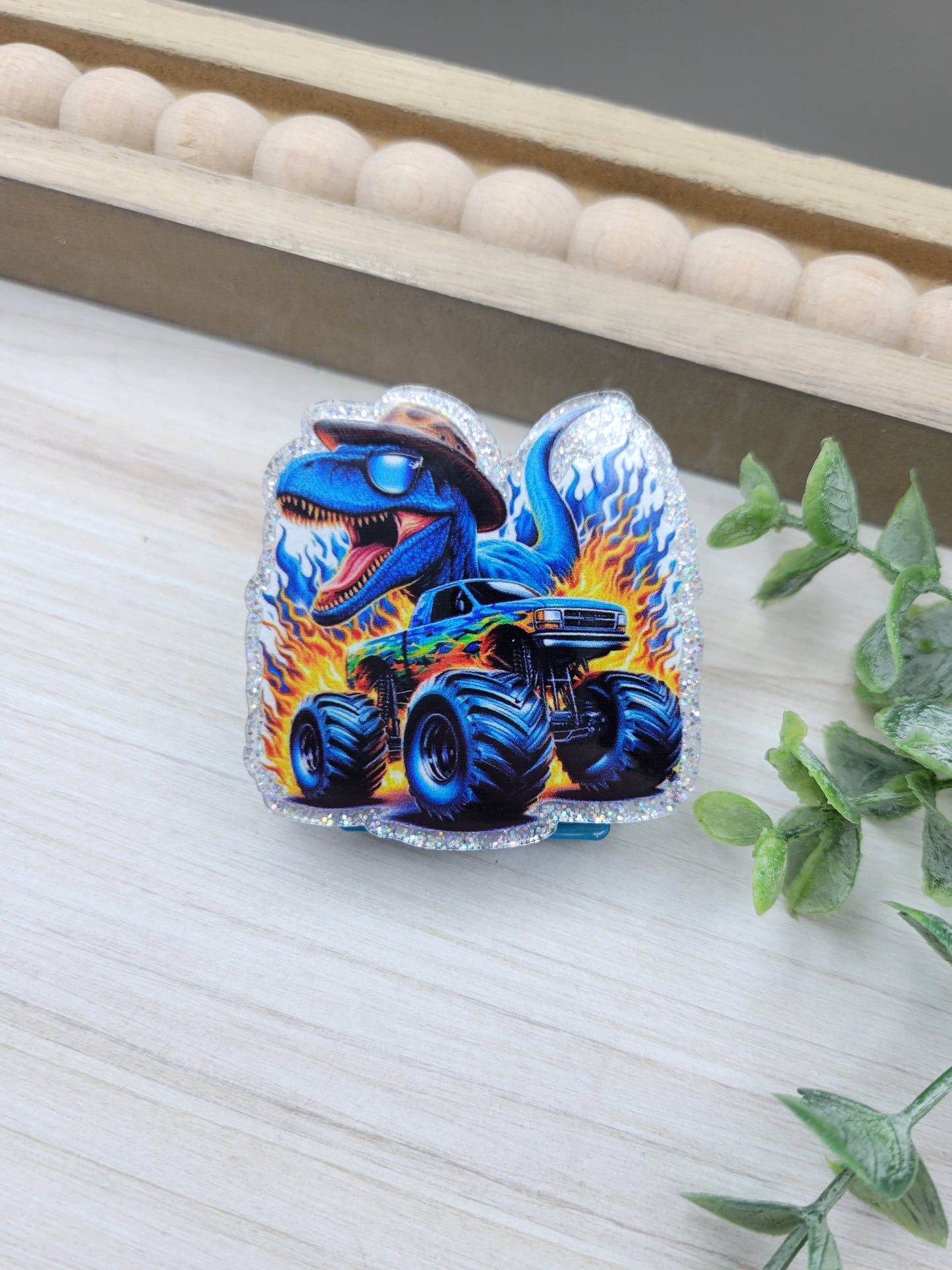 Dinosaur Truck Madness Magnetic Clip