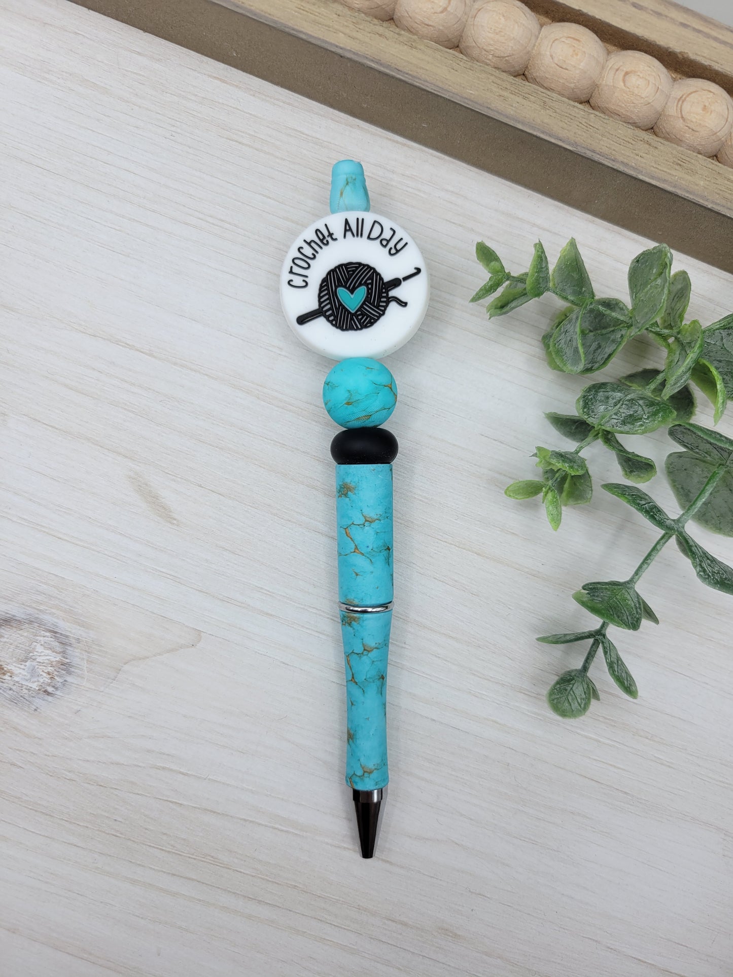 Teal Crochet Pen