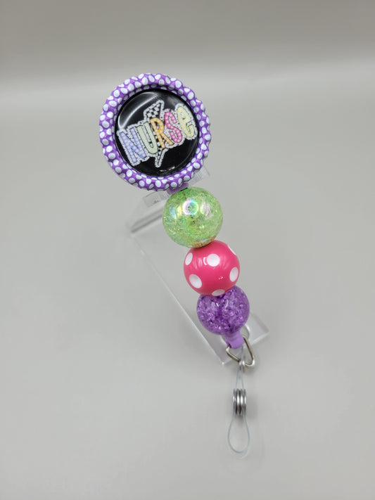 Polka Dot Nurse Badge Reel