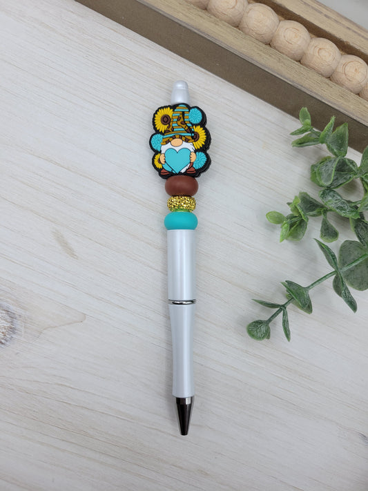 Teal Sunflower Gnome Pen