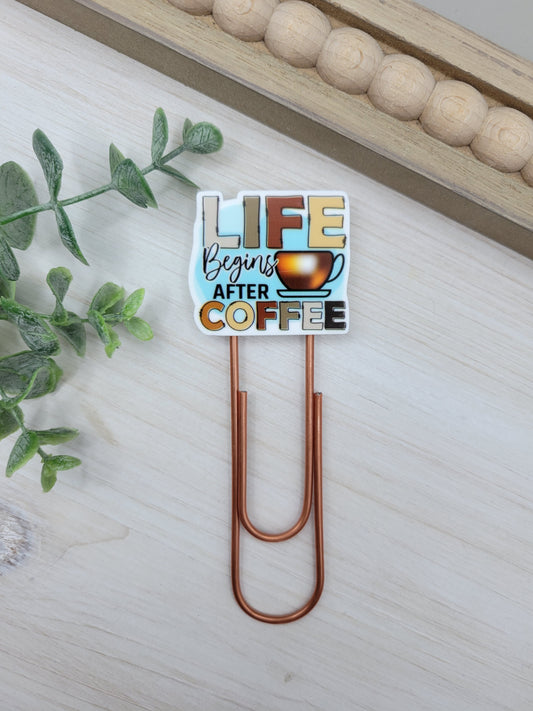 Life Begins After Coffee Jumbo Paperclip