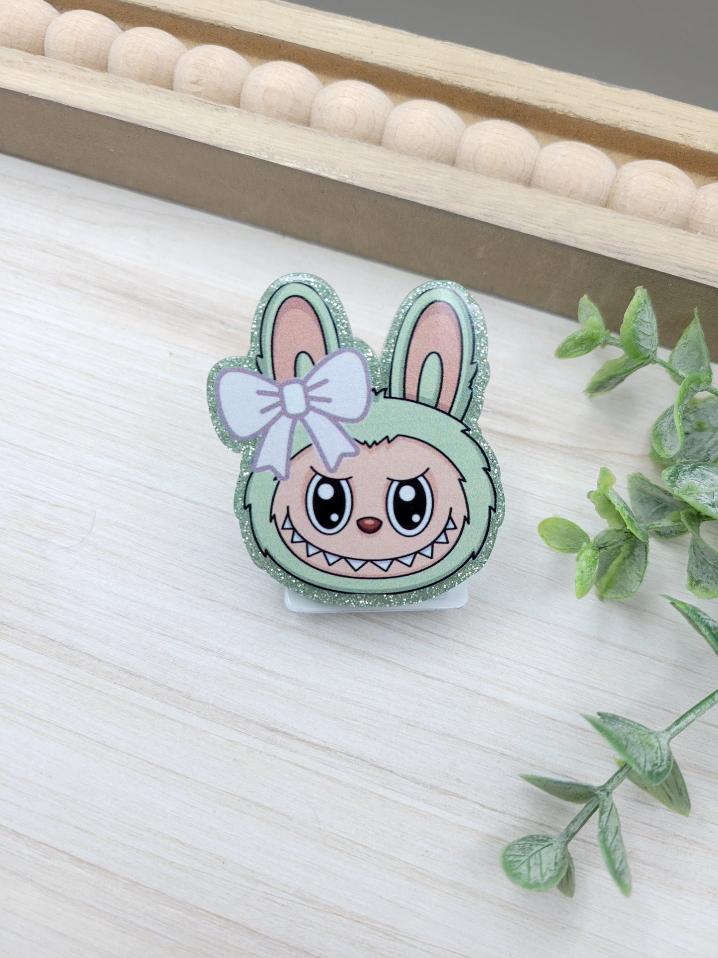 Mint Labubu Head Magnetic Clip
