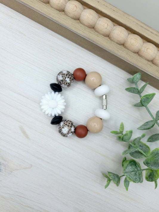 White Flower Tumbler Cup Handle Charm