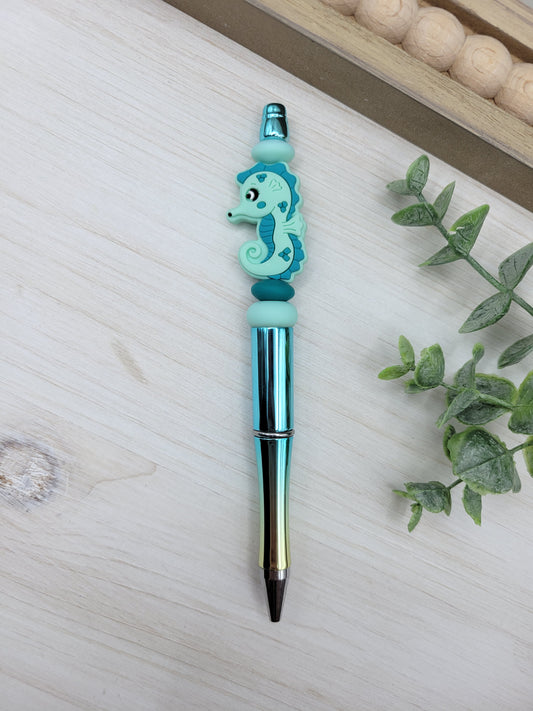 Teal Seahorse Pen