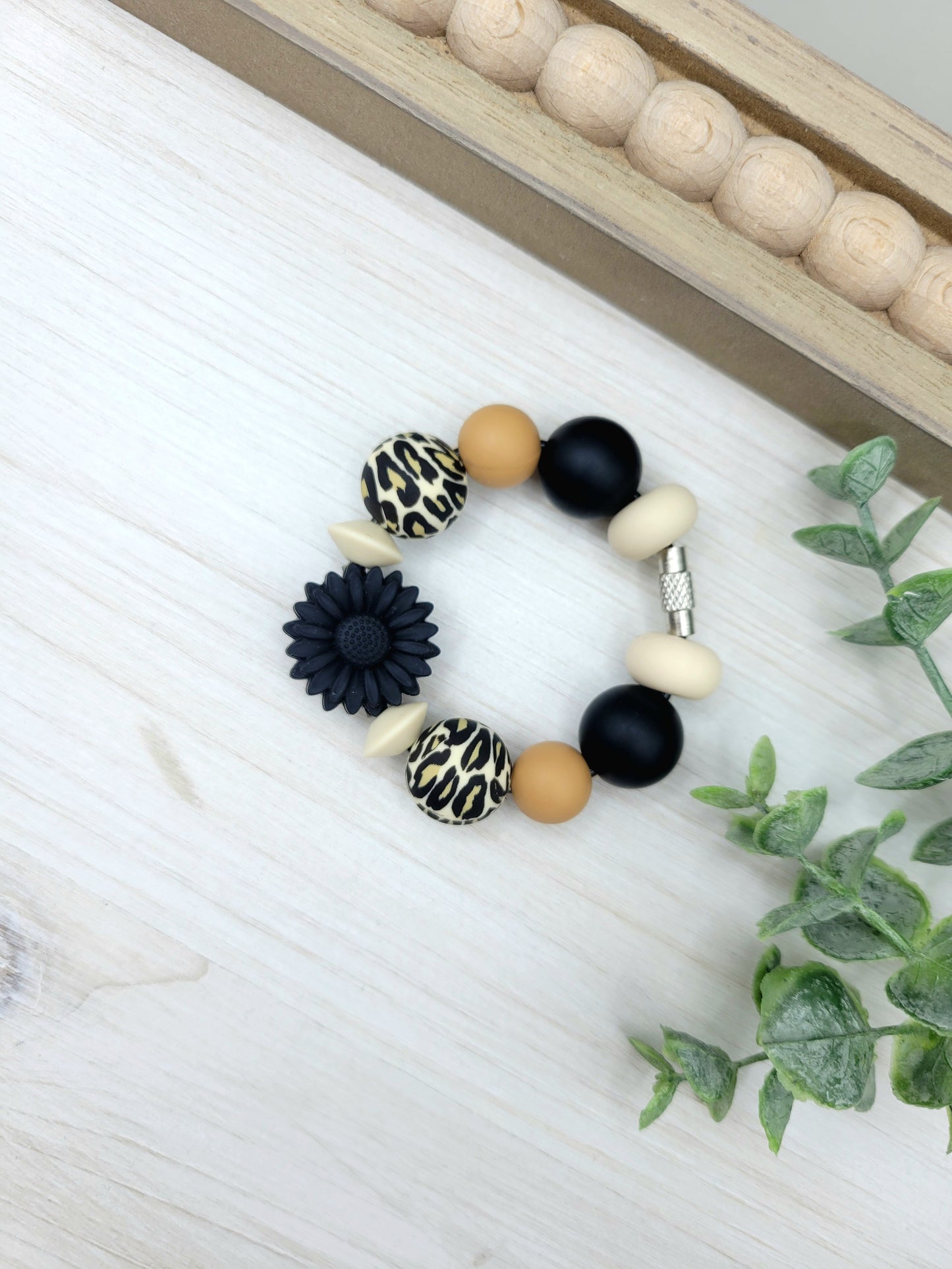 Black Flower Tumbler Cup Handle Charm