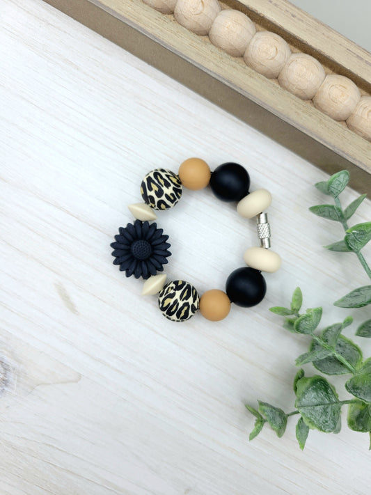 Black Flower Tumbler Cup Handle Charm